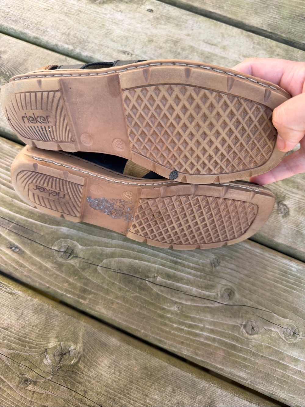 Rieker Women's EU 37 Black Brown Leather Comfort Slip-On Sandals - Picture 5 of 9